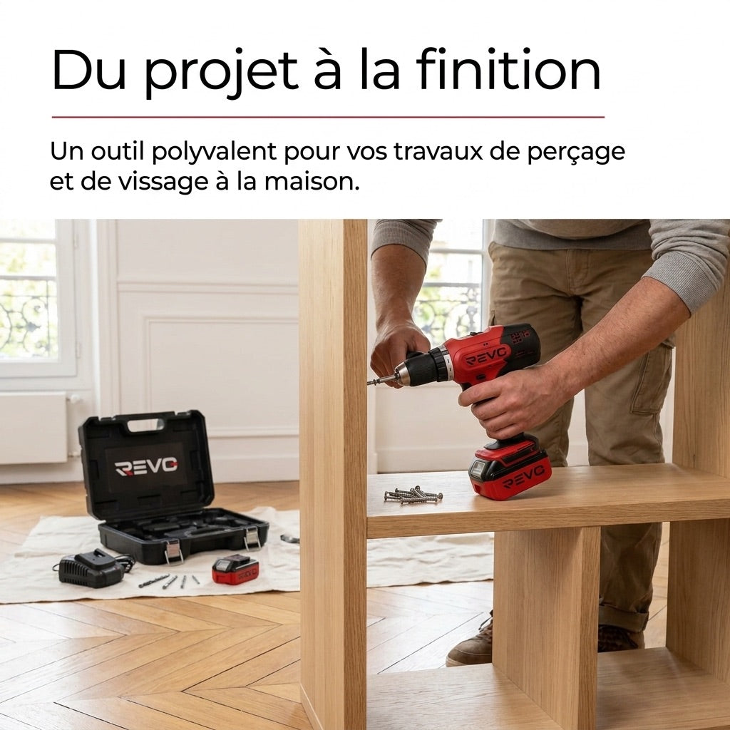 Cordless Drill/Driver REVO Voltis 42 – 18V – 42Nm – 2 x 3Ah Batteries – 2 Speeds – 13mm Chuck – Case Included