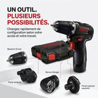Perceuse-Visseuse Sans Fil REVO Pivot 35 – 12 V – 35 Nm – Brushless – 4 Accessoires Interchangeables – Mandrin 10 mm – Coffret Inclus