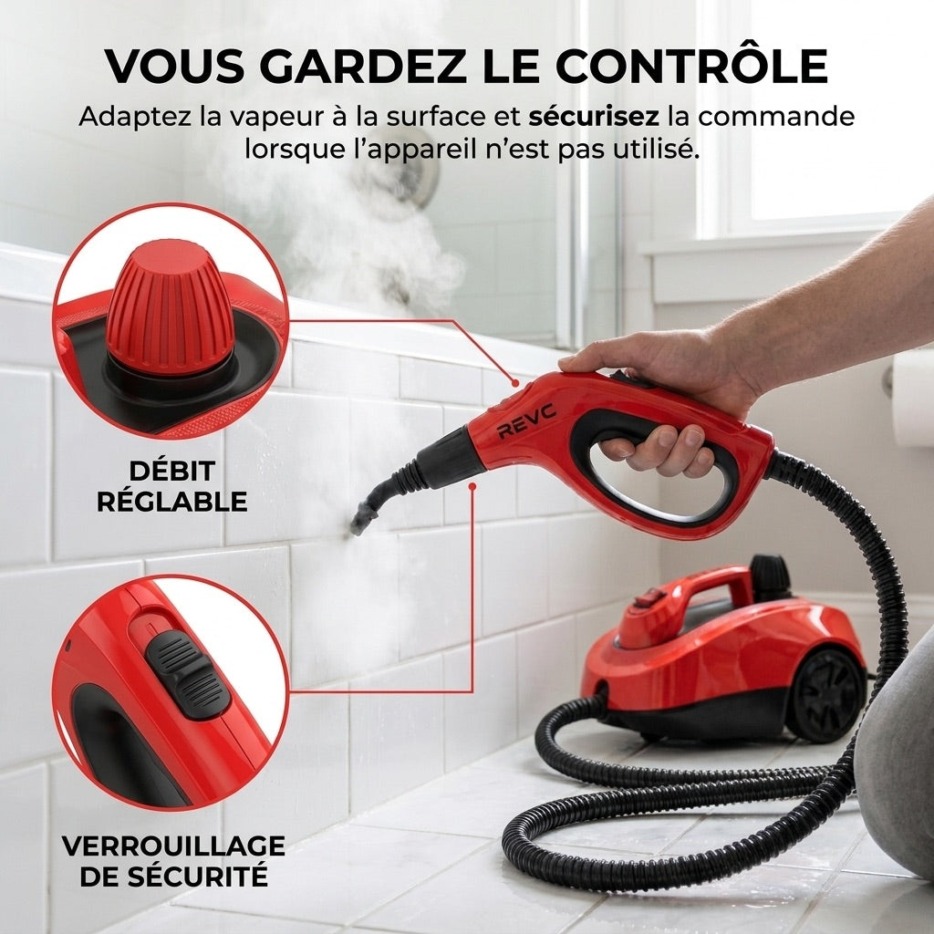 REVO Vaporis 2000 Steam Cleaner – 2,000 W – Steam up to 160°C – 26 Accessories – Adjustable Flow – 5 m Cable