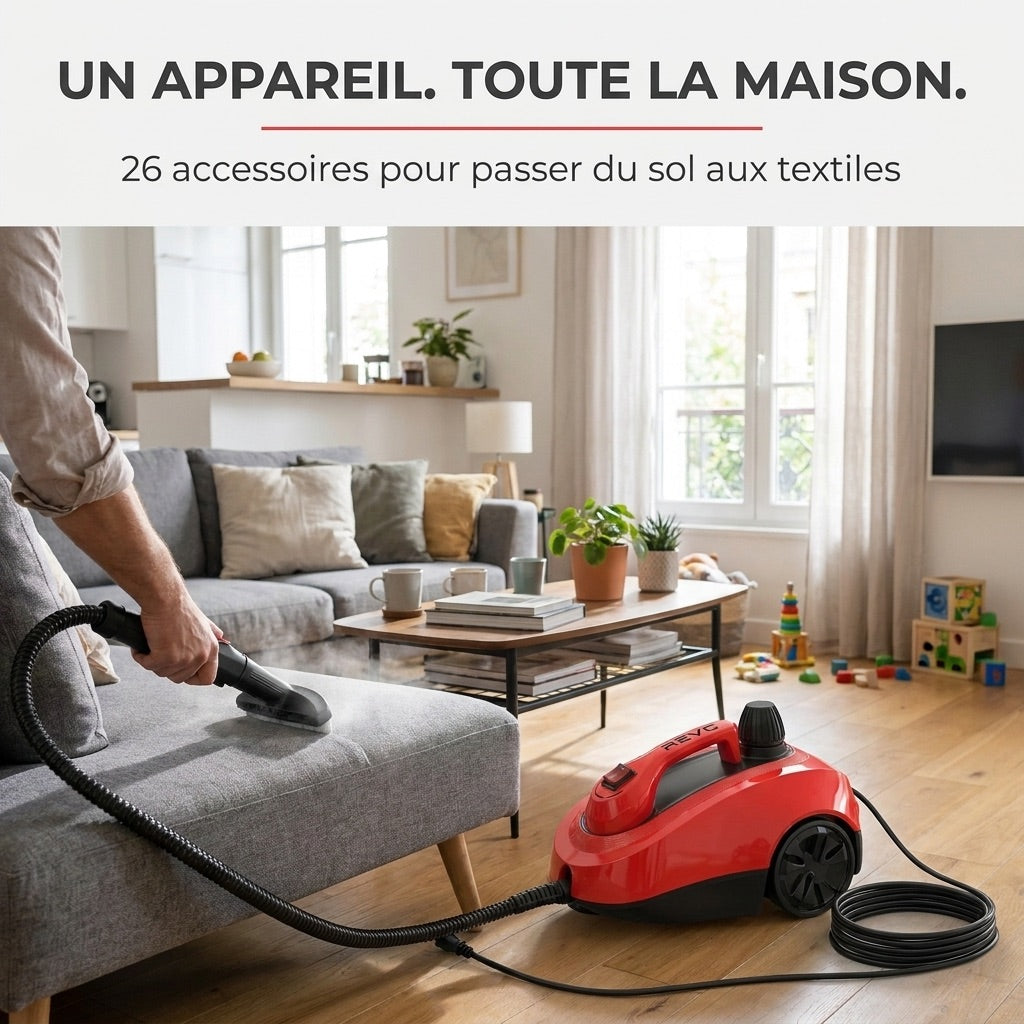 REVO Vaporis 2000 Steam Cleaner – 2,000 W – Steam up to 160°C – 26 Accessories – Adjustable Flow – 5 m Cable