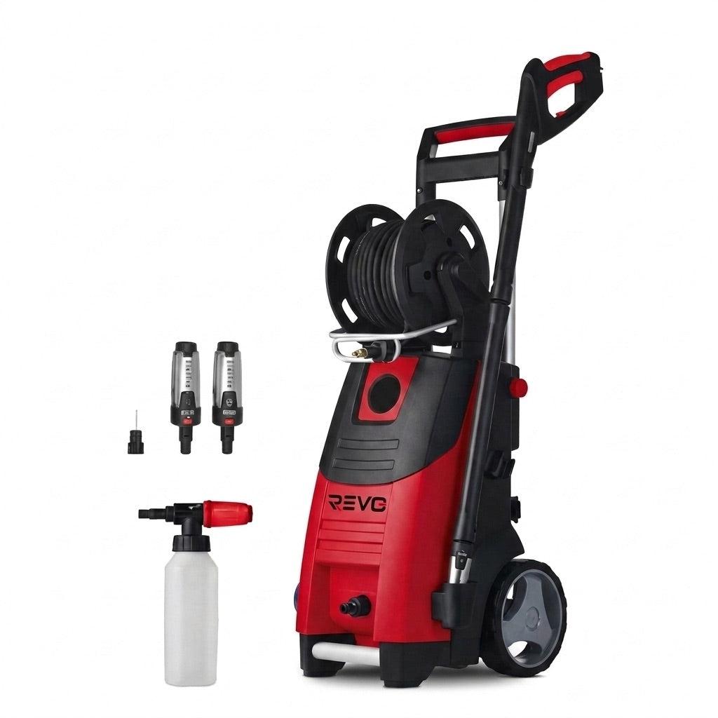 REVO Forge 200 Pressure Washer – 3,300 W – 200 Bar – 650 L/h – 15 m Hose with Reel