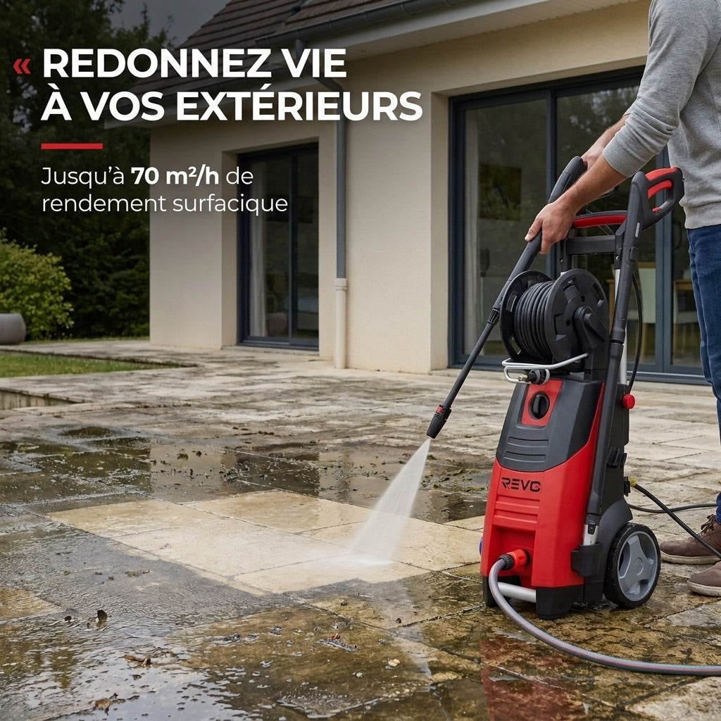 REVO Forge 200 Pressure Washer – 3,300 W – 200 Bar – 650 L/h – 15 m Hose with Reel