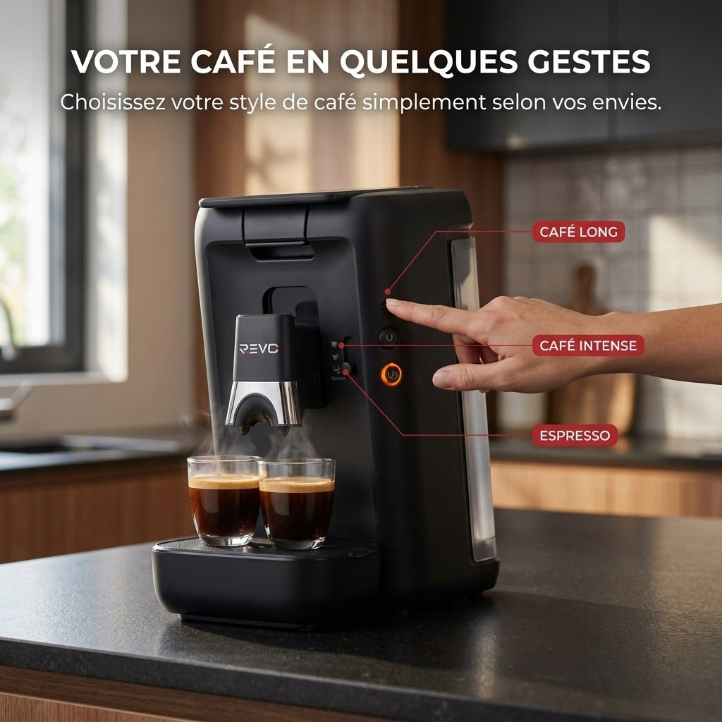 Capsule Coffee Machine REVO Duoza – 1,450 W – 3 Coffee Styles – 2 Cups Simultaneously – 1.2 L Tank