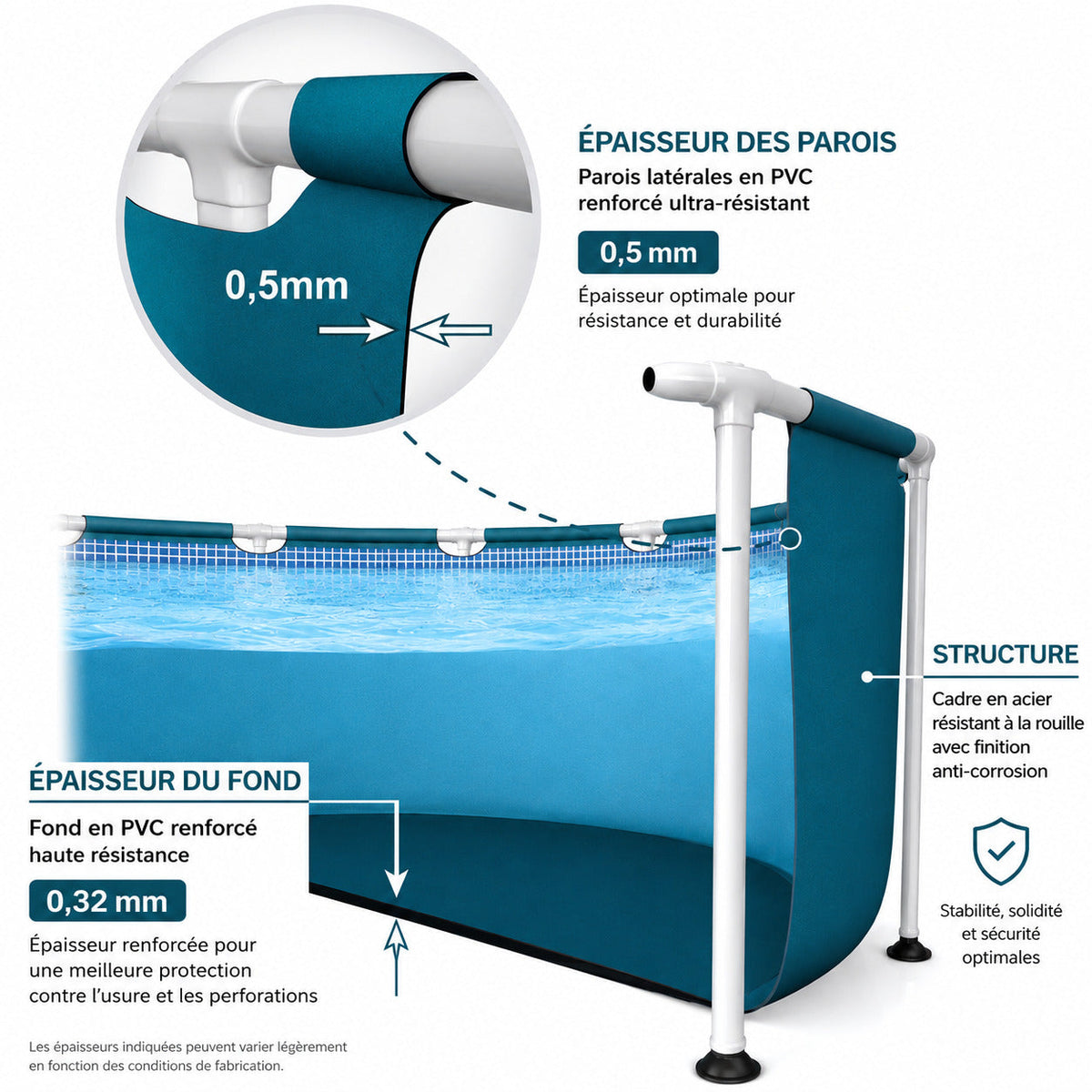 Piscine hors-sol ronde REVO Aqua Circle – Ø 366 × 76 cm – 6 503 L – Liner renforcé 3 couches