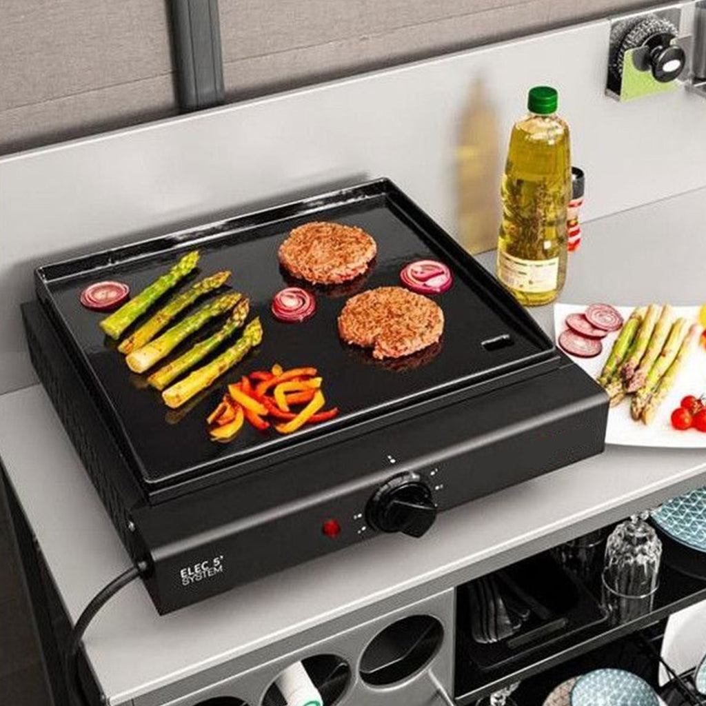 Plancha électrique REVO Cadix – 2 kW – Plaque en fonte émaillée 43 × 37 cm