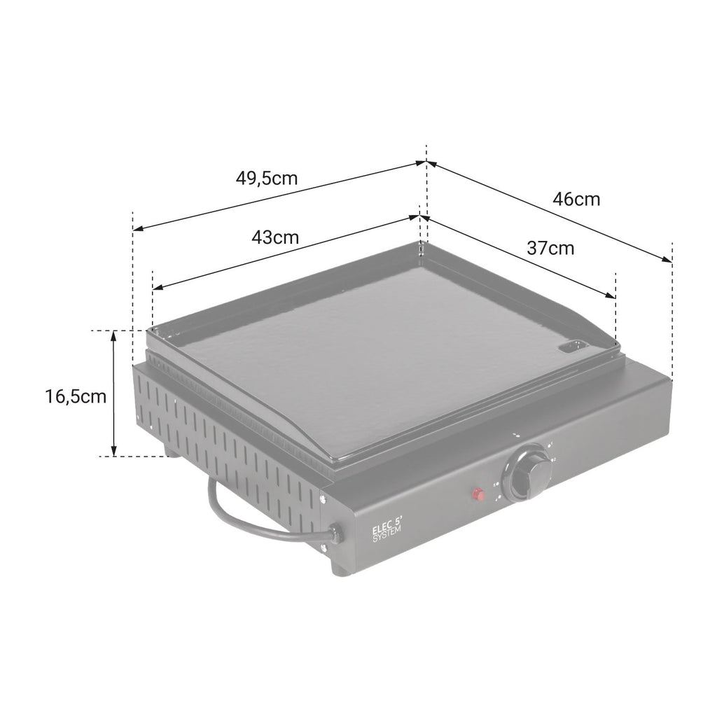 Plancha électrique REVO Cadix – 2 kW – Plaque en fonte émaillée 43 × 37 cm