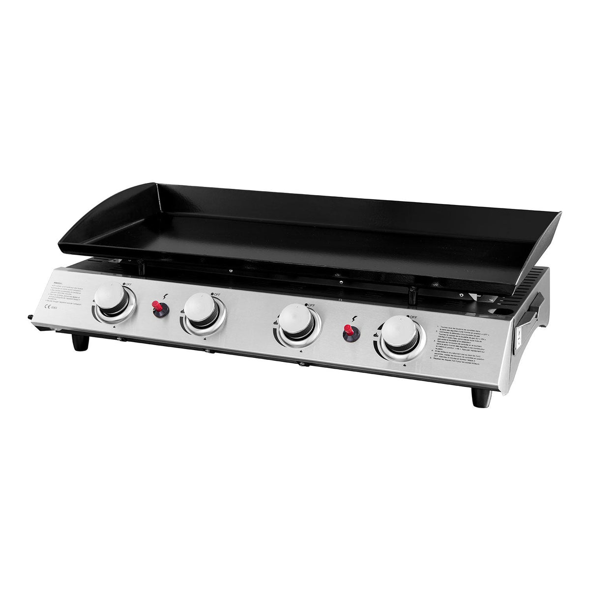 Plancha gaz REVO Valencia – 4 brûleurs 10 kW Butane/Propane avec plaque en acier émaillé
