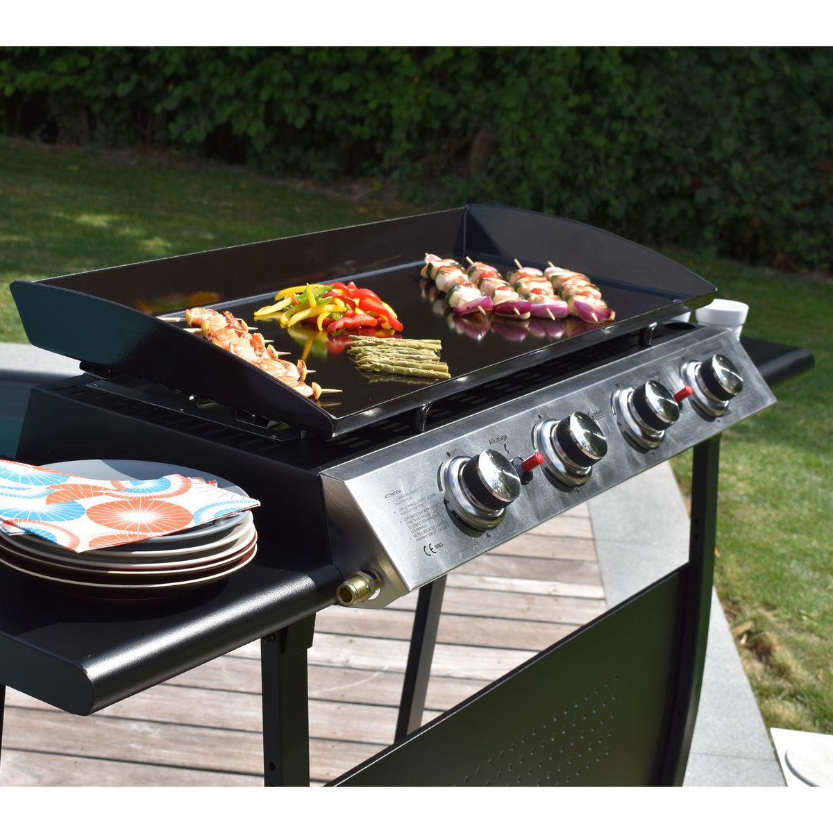 Plancha gaz REVO Valencia – 4 brûleurs 10 kW Butane/Propane avec plaque en acier émaillé