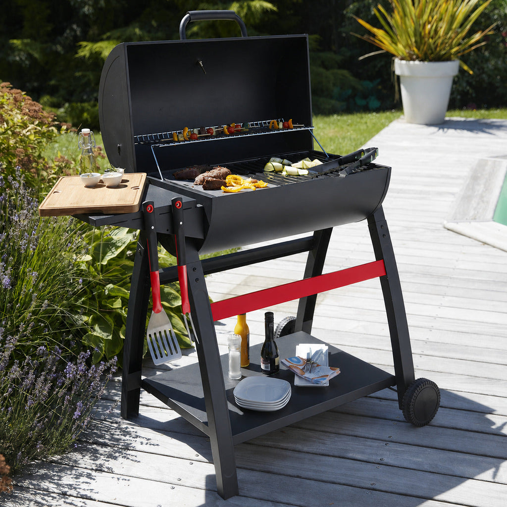 Charcoal Barbecue with Enameled Cast Iron Grill & Griddle REVO Torino 70