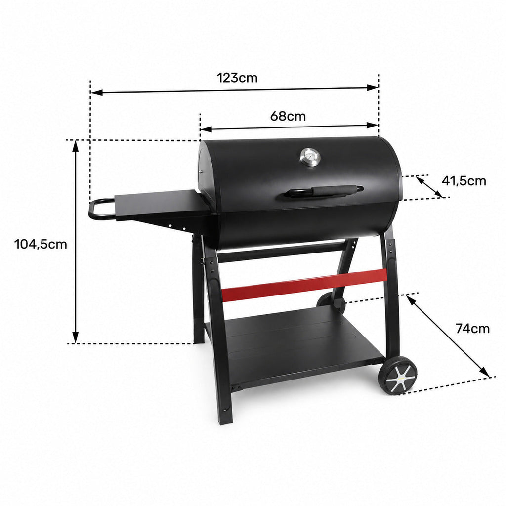 Charcoal Barbecue with Enameled Cast Iron Grill & Griddle REVO Torino 70